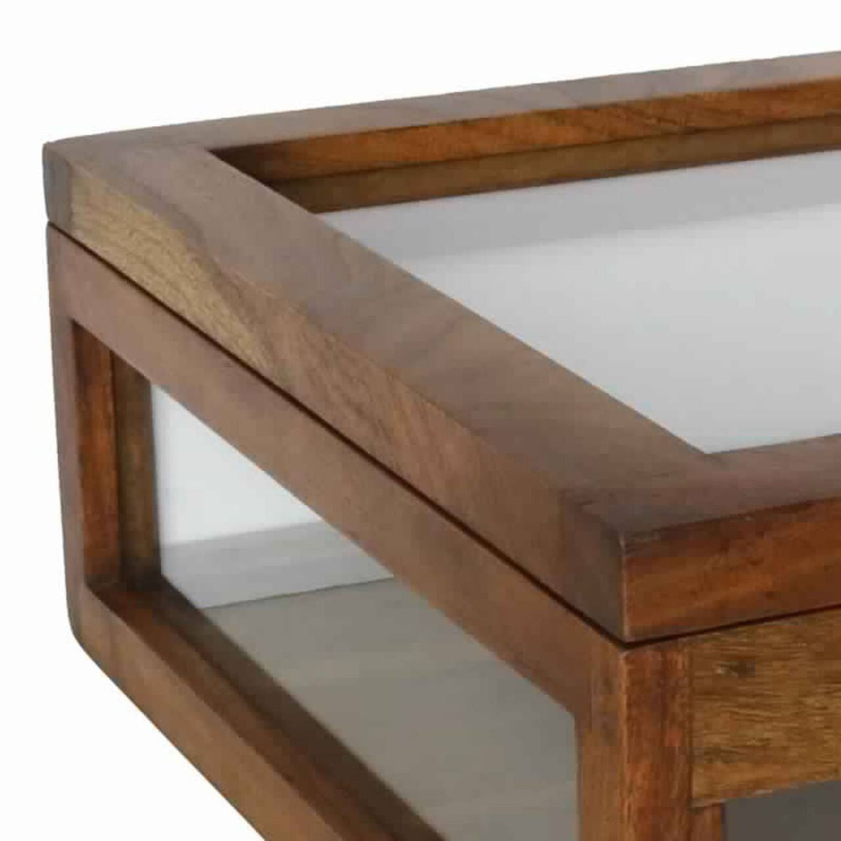 Brown Wood and Glass Square Display Case with Lock and Key F45501