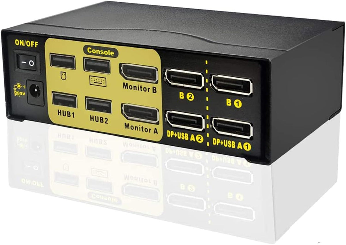 2 Port Dual Monitor KVM Switch with USB 2.0 Hub, 4k 60Hz X67823