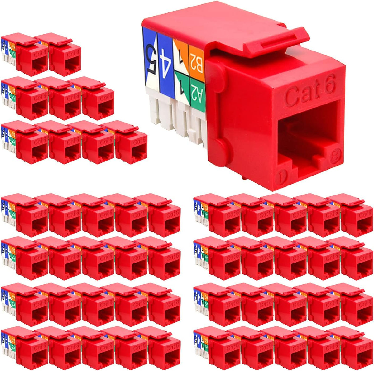 Cat.5E RJ45 Keystone Jacks, 50-Pack, Orange U5174