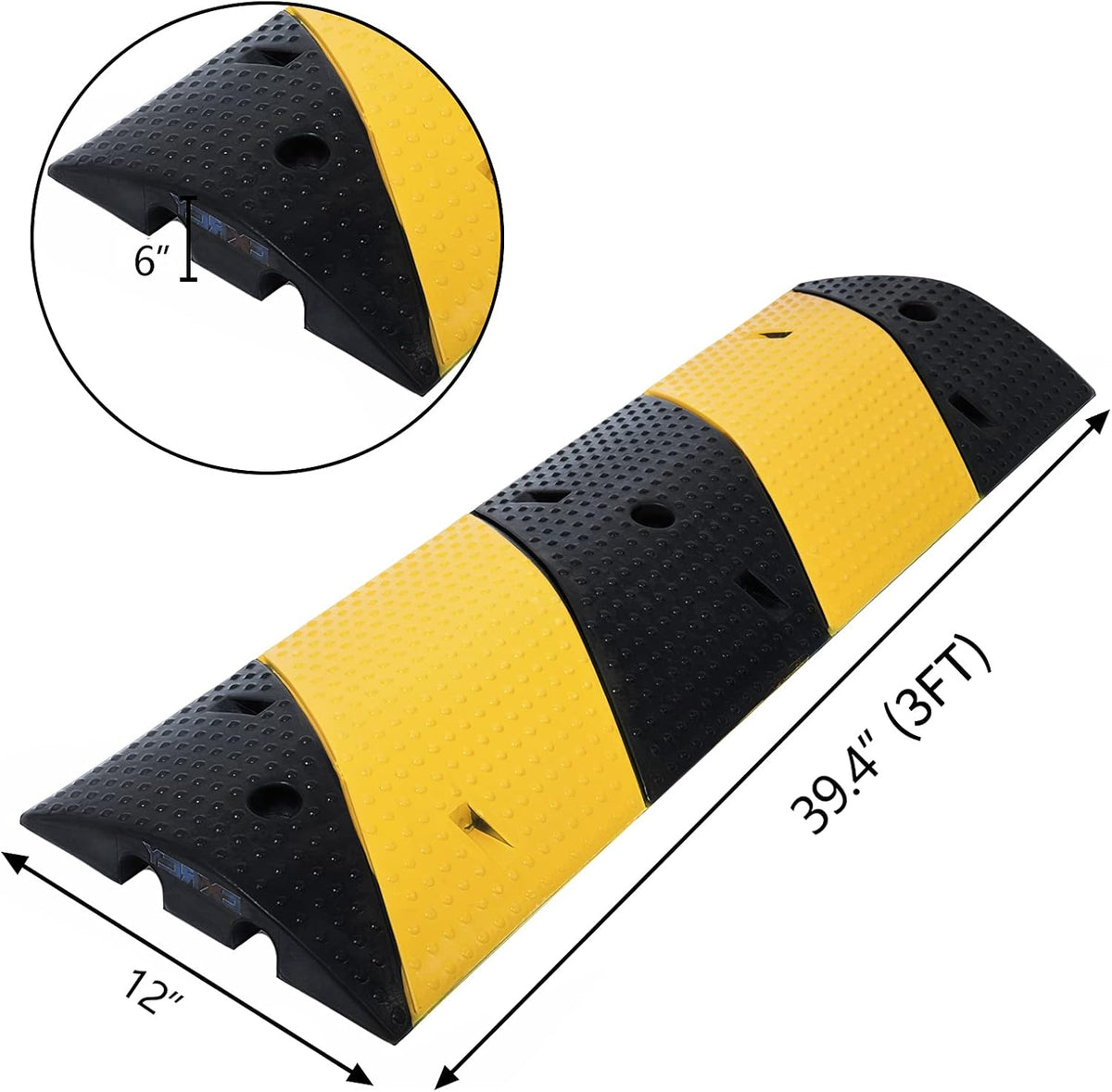 Rubber Speed Bumps 1 Pack 2-Channel Modular Heavy Duty Cable Protector Ramp with 3 Bolts ( 39.4 x 12 W x 2.4 H) G79934