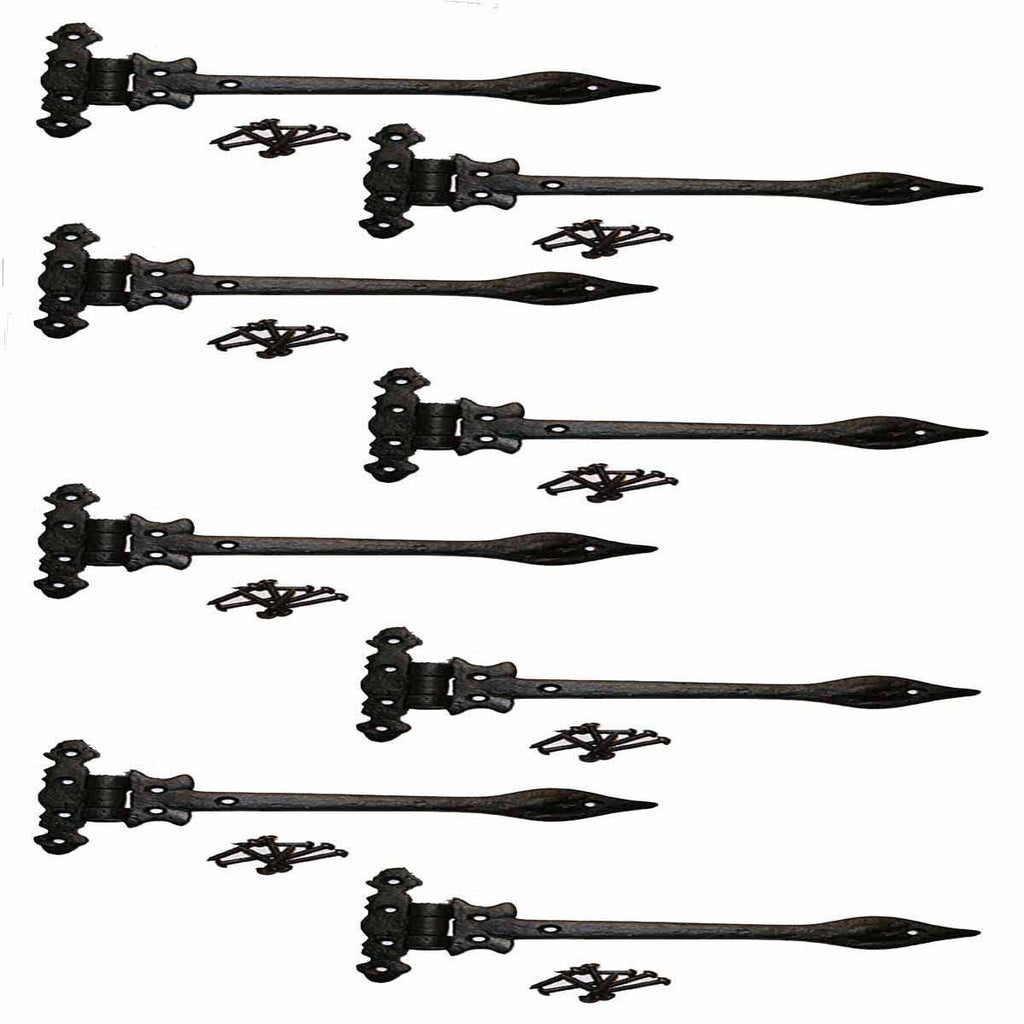 8 Strap Hinges Wrought Iron Spear Tip 11-3/4x22 Z8063