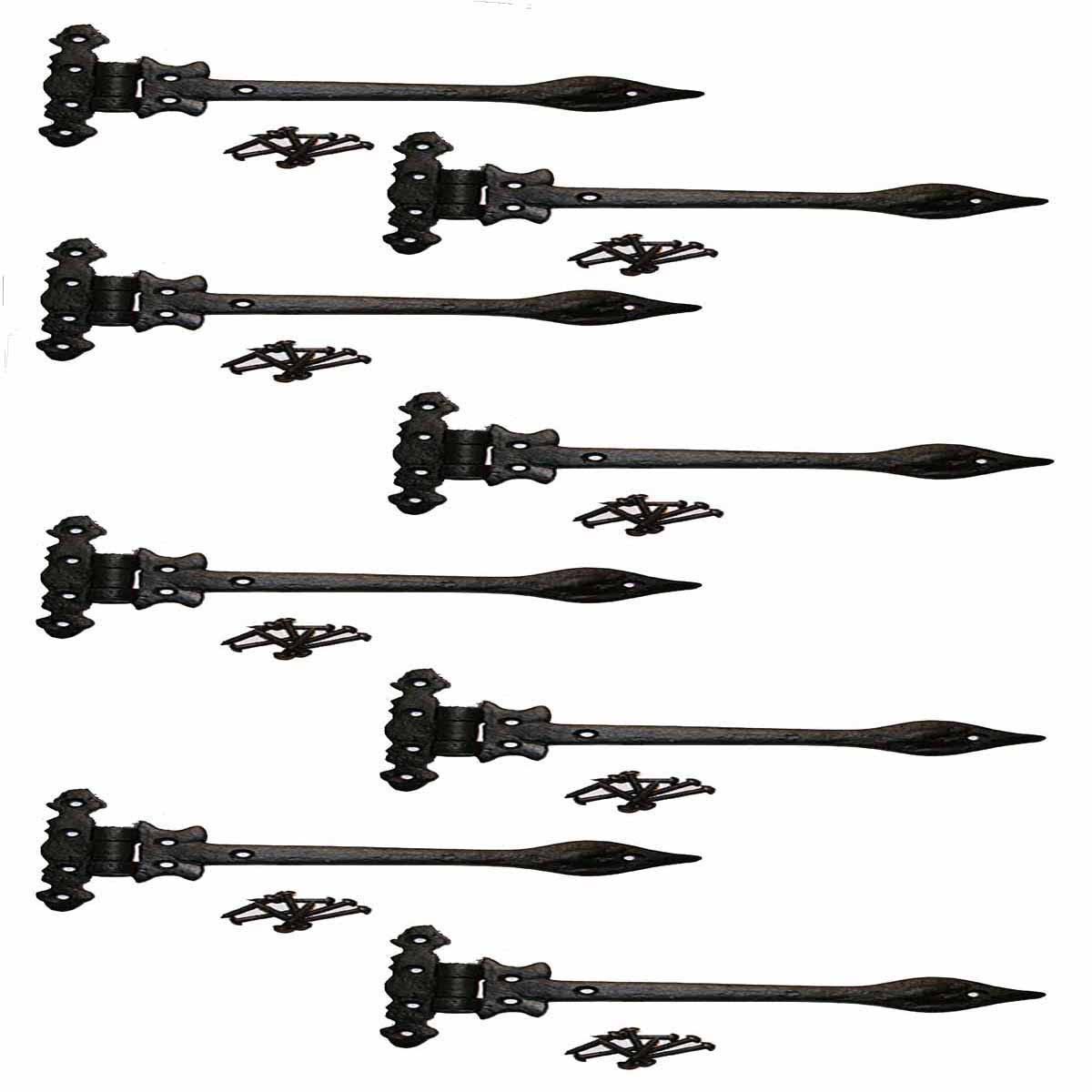 8 Strap Hinges Wrought Iron Spear Tip 11-3/4x22 Z8063
