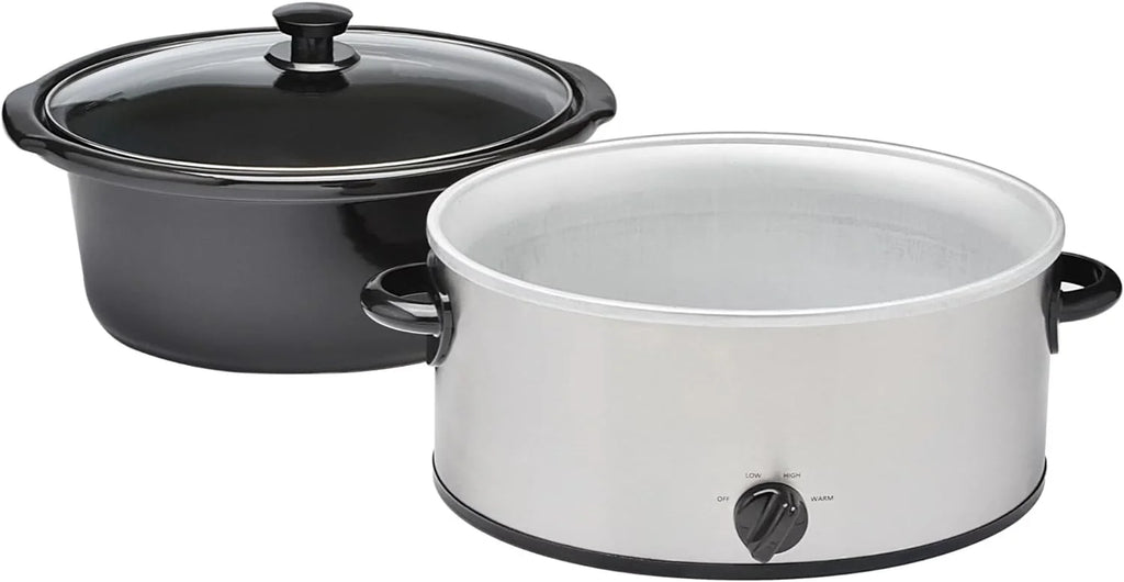 6 Quart Oval Stainless Steel Slow Cooker with Glass Lid U852