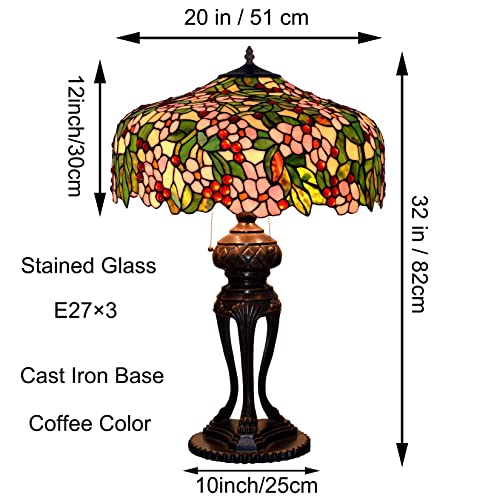 Peach Stained Glass 3-Light Table Lamp D8222