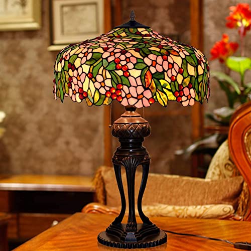 Peach Stained Glass 3-Light Table Lamp D8222