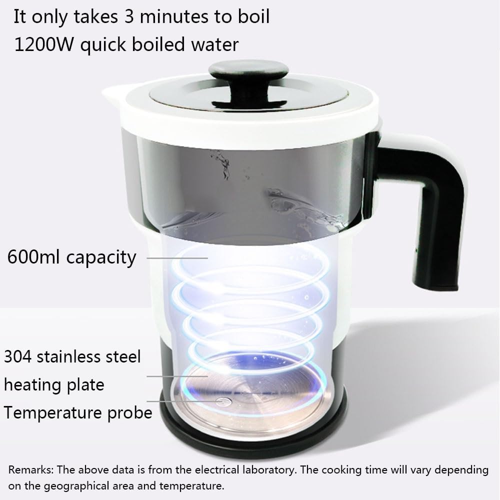 Travel Foldable Electric Kettle Portable Silicone Collapsible Kettle with LED Digital Display Food Grade Silicone BPA Free Boil Dry Protection 0.6L Z18695