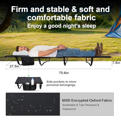 Ultralight Portable Folding Camping Cot, Black O8893