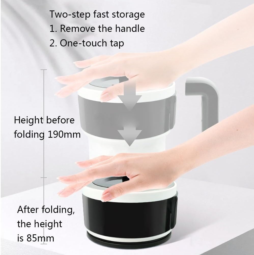 Travel Foldable Electric Kettle Portable Silicone Collapsible Kettle with LED Digital Display Food Grade Silicone BPA Free Boil Dry Protection 0.6L Z18695