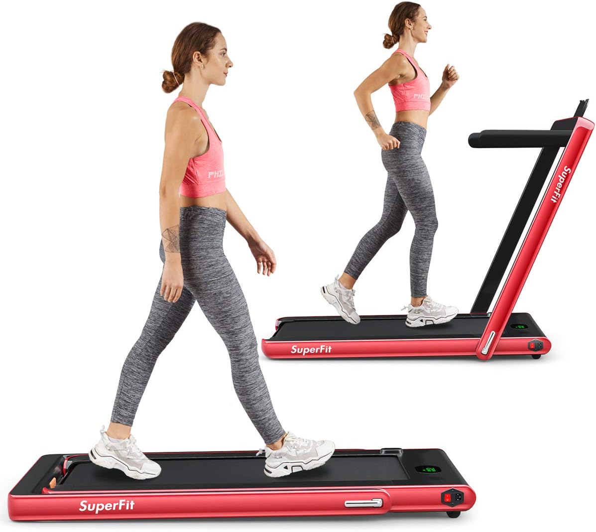 2 in 1 Folding Treadmill with Bluetooth Speaker and LED Display I489