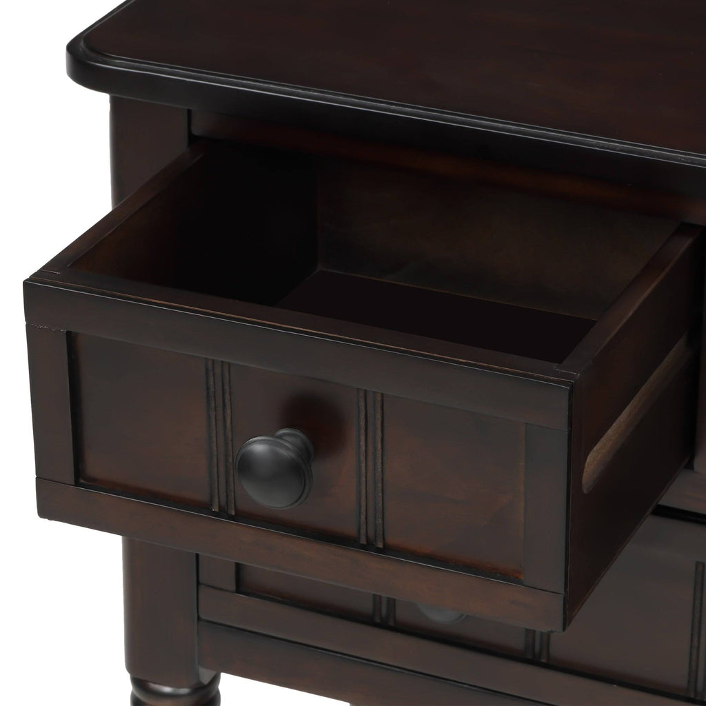 Retro Blue Narrow Console Table with 3 Drawers and Shelf L73282
