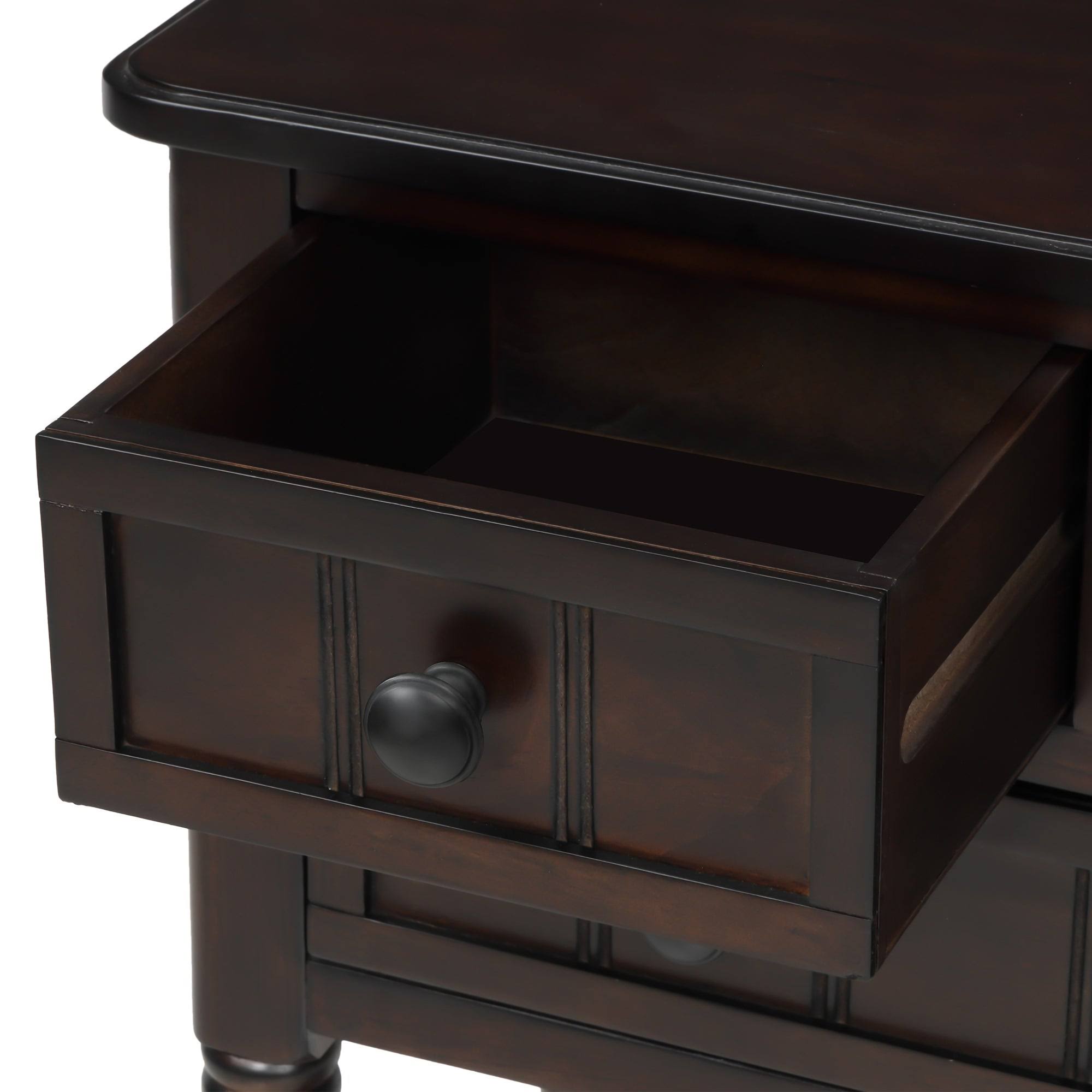 Retro Blue Narrow Console Table with 3 Drawers and Shelf L73282