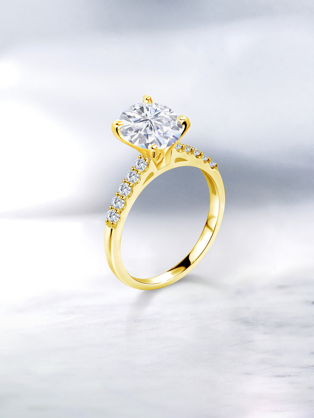 10K Yellow Gold Lab Grown Diamond Ring Set with Oval Moissanite (2.30 Cttw) H20430