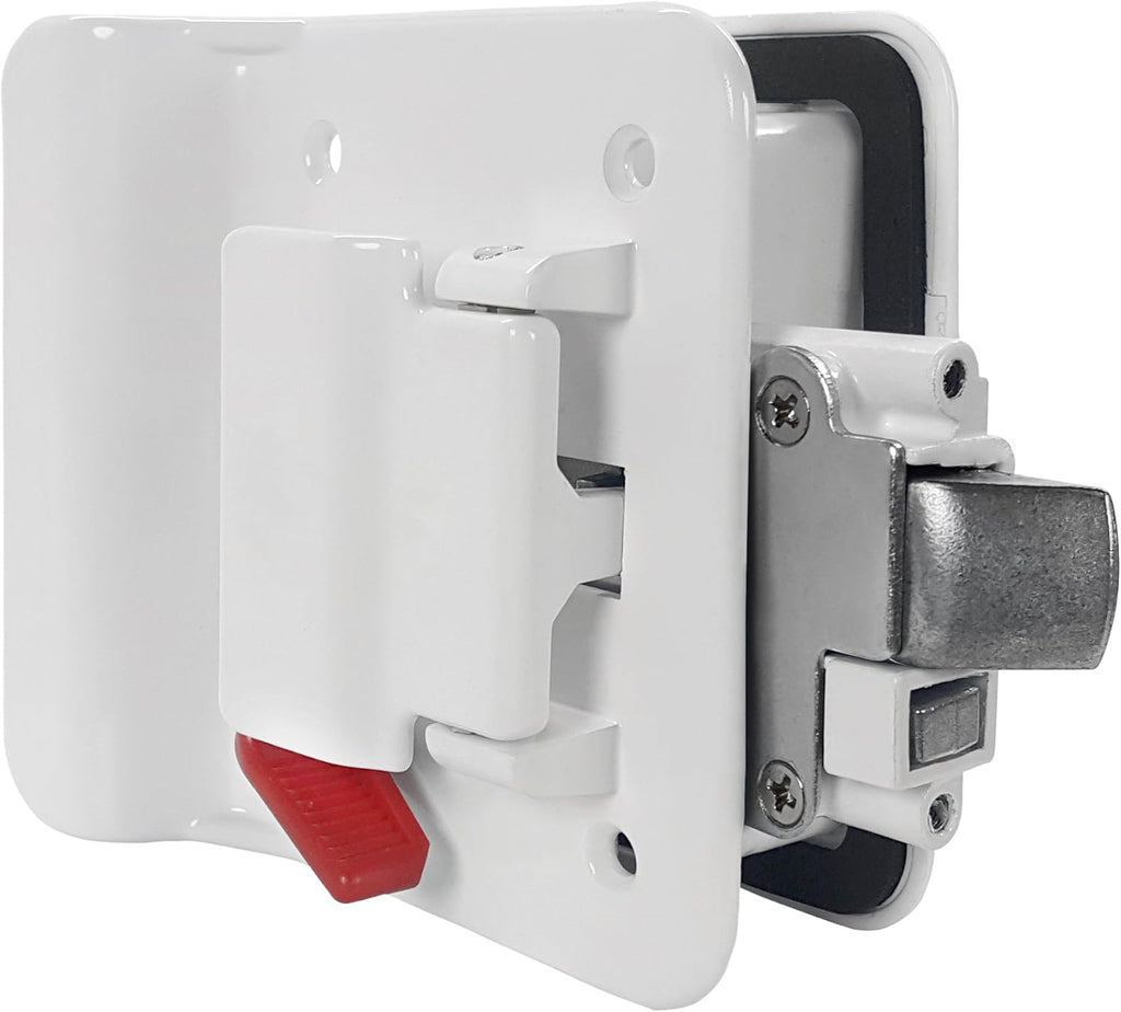 White RV Paddle Door Handle with Deadbolt (2) W3615