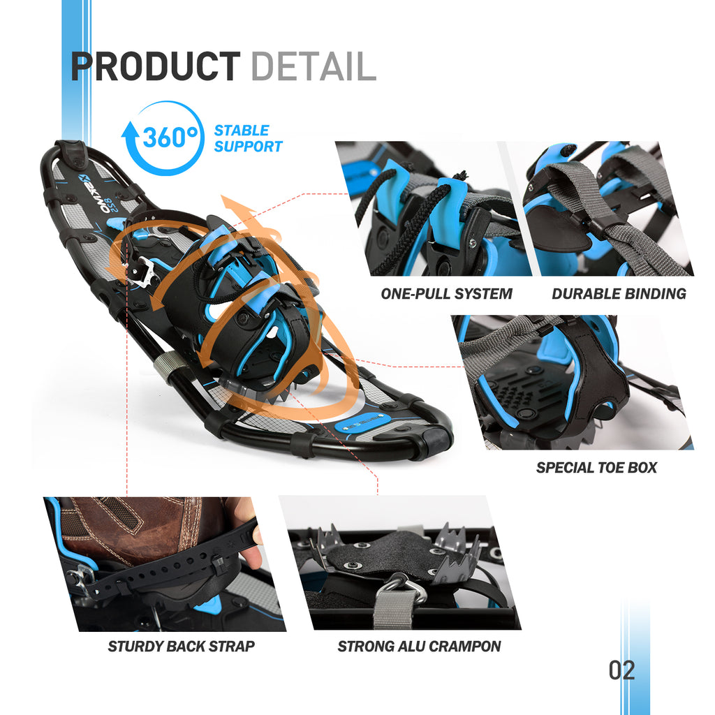 25 Inches Light Weight Snowshoes with Trekking Poles H668