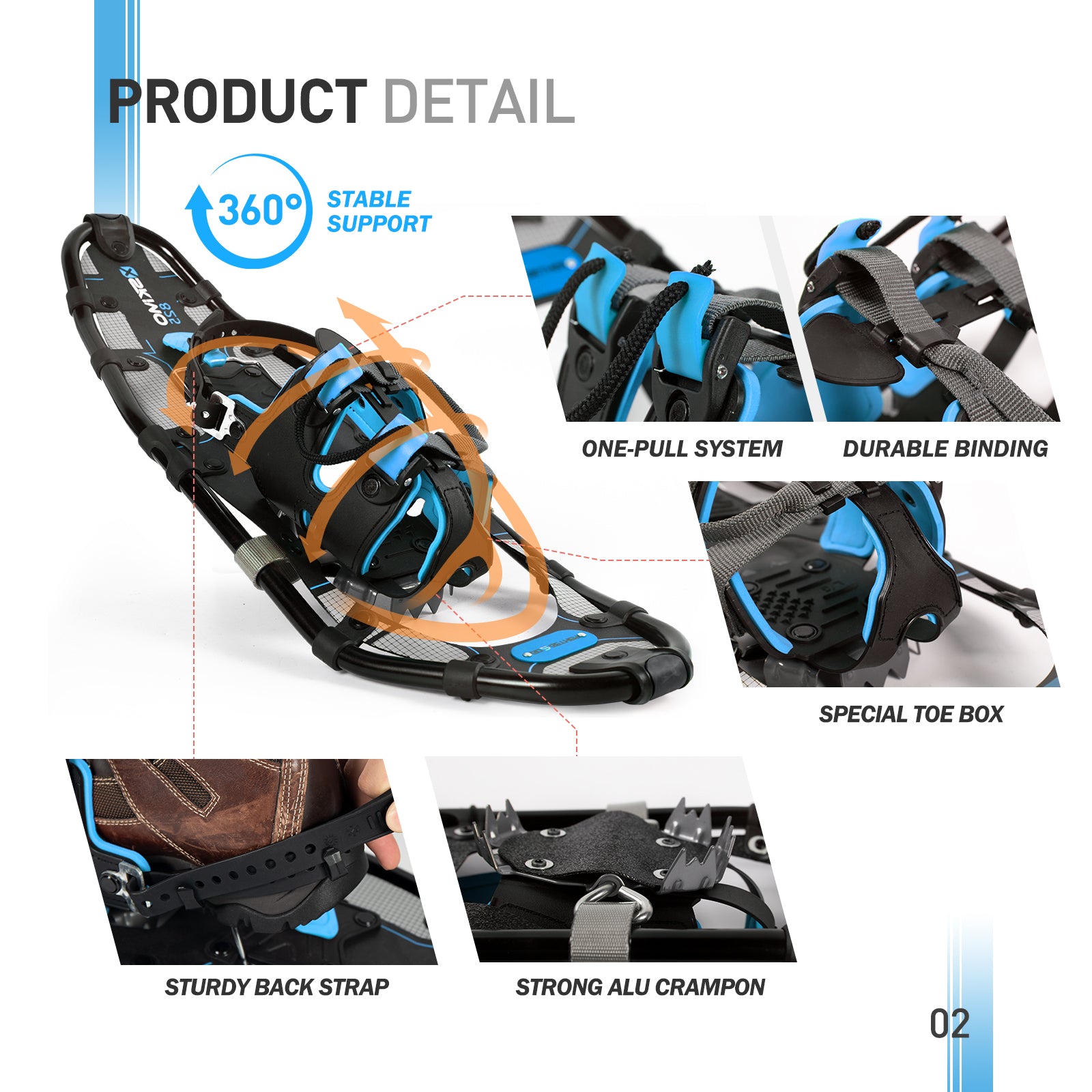 25 Inches Light Weight Snowshoes with Trekking Poles H668