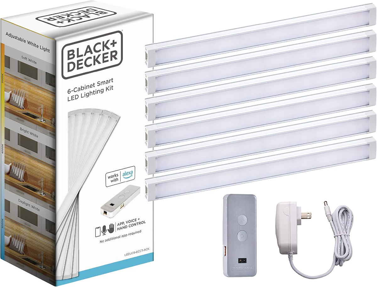 Under Cabinet Lighting Kit, Adjustable LEDs, 9 Bars, White Z828479