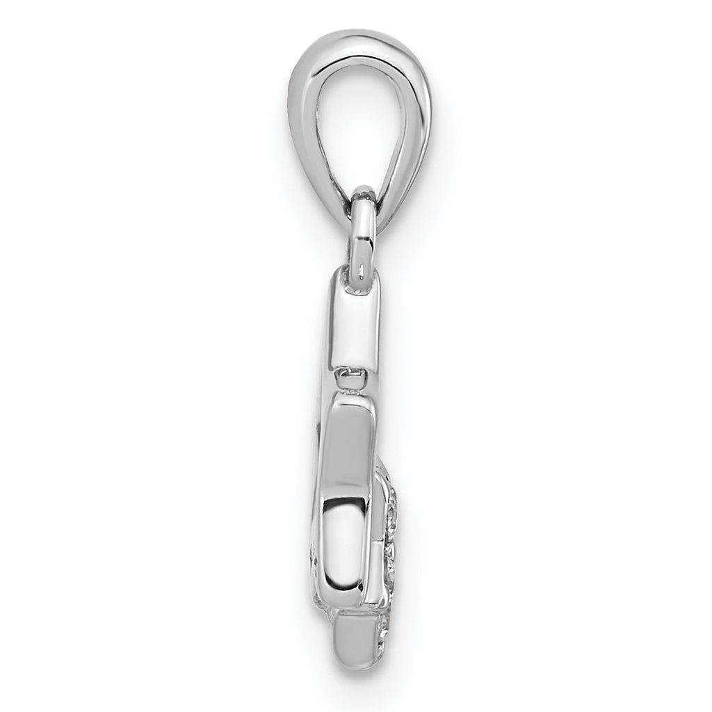 Sterling Silver Rhodium-Plated CZ Star Charm Pendant with Cable Chain Necklace 18'' V895