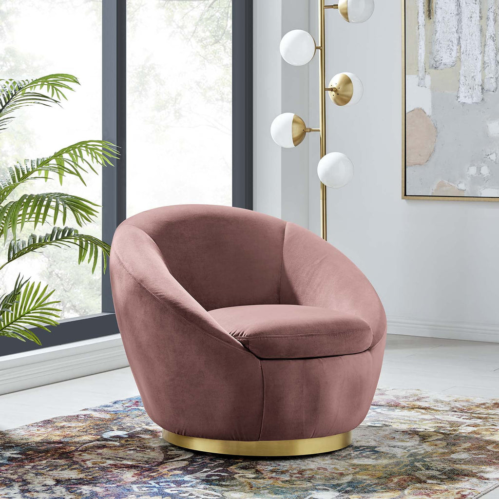 Pink Gold Velvet Swivel Accent Chair O97182