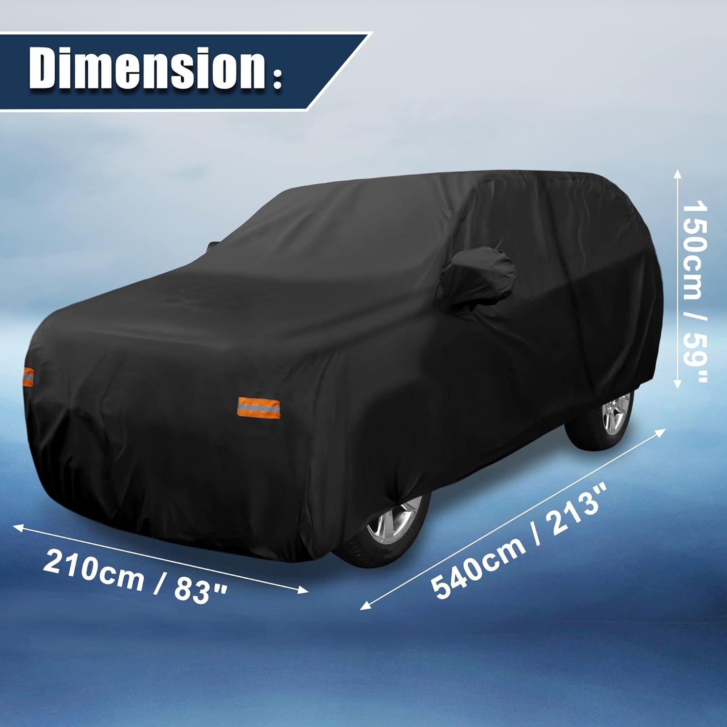 Black 190T PU Waterproof SUV Car Cover Pack of 2 A683962