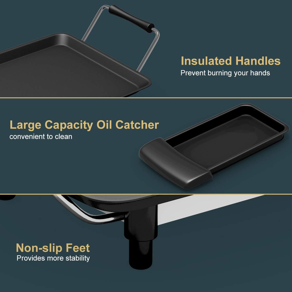35 Electric Nonstick Extra Large Griddle Grill with Adjustable Temperature & Drip Tray J298909