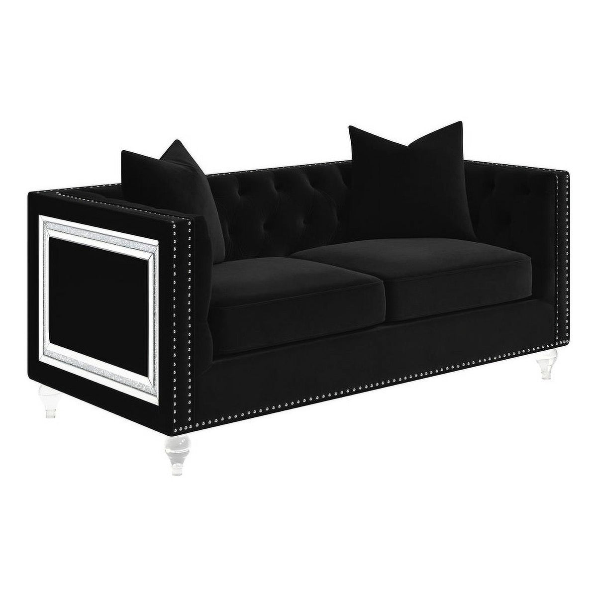 Black Velvet Tufted Arm Loveseat X263867