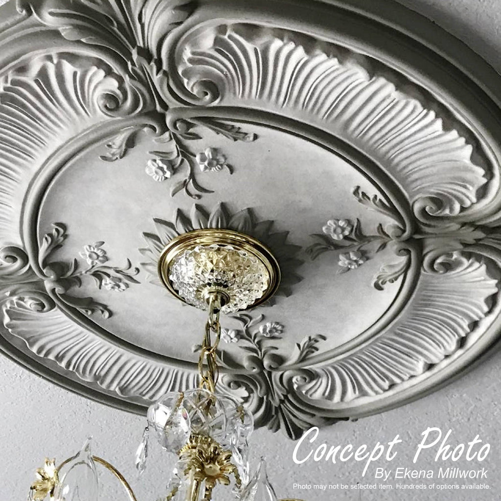 18x22OD x 3 3/8x22ID x 7/8x22P Hand-Painted Ultra Pure White Ceiling Medallion W5716