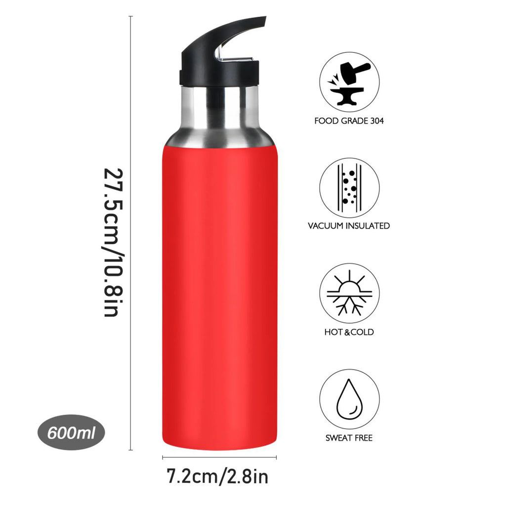 Red Stainless Steel Water Bottle with Straw Lid 20 OZ V4284