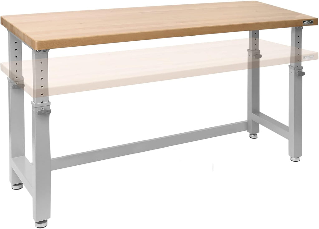 72" Granite Grey Height Adjustable Wood Top Workbench Desk M890