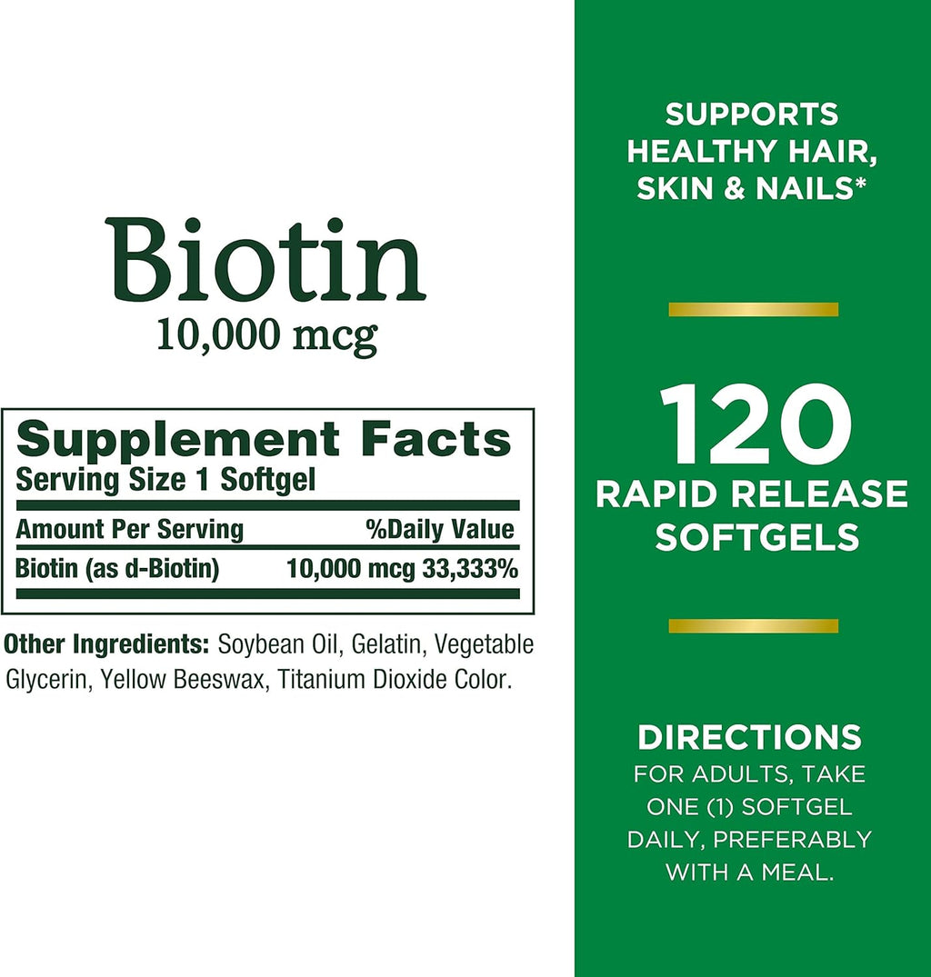 Biotin 10000 mcg Rapid Release Softgels, 120 Ct V722670