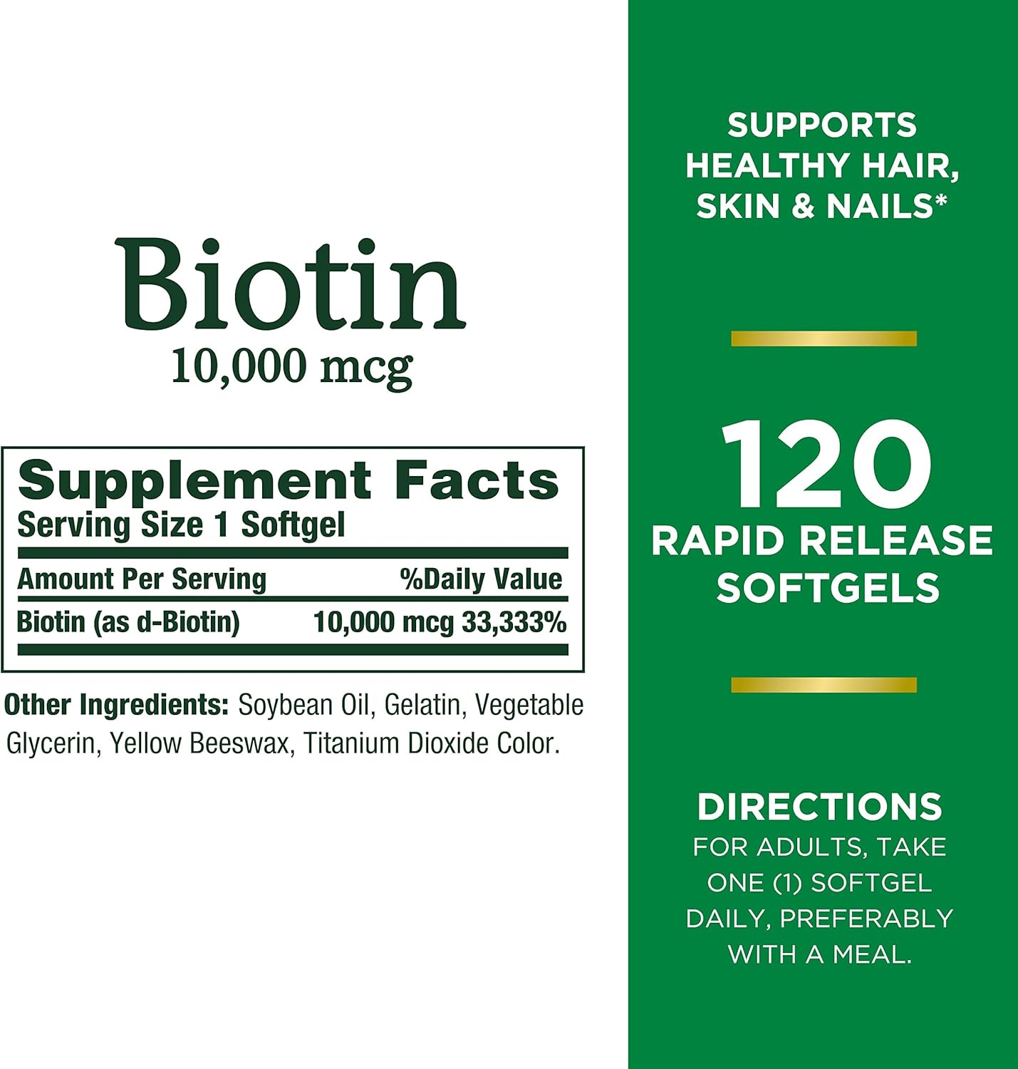 Biotin 10000 mcg Rapid Release Softgels, 120 Ct V722670
