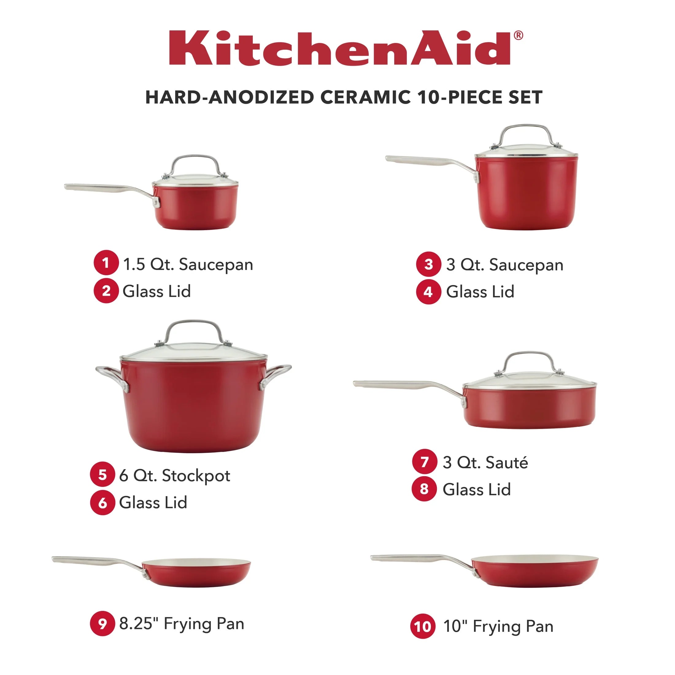 10 Piece Hard Anodized Ceramic Nonstick Cookware Set U36268