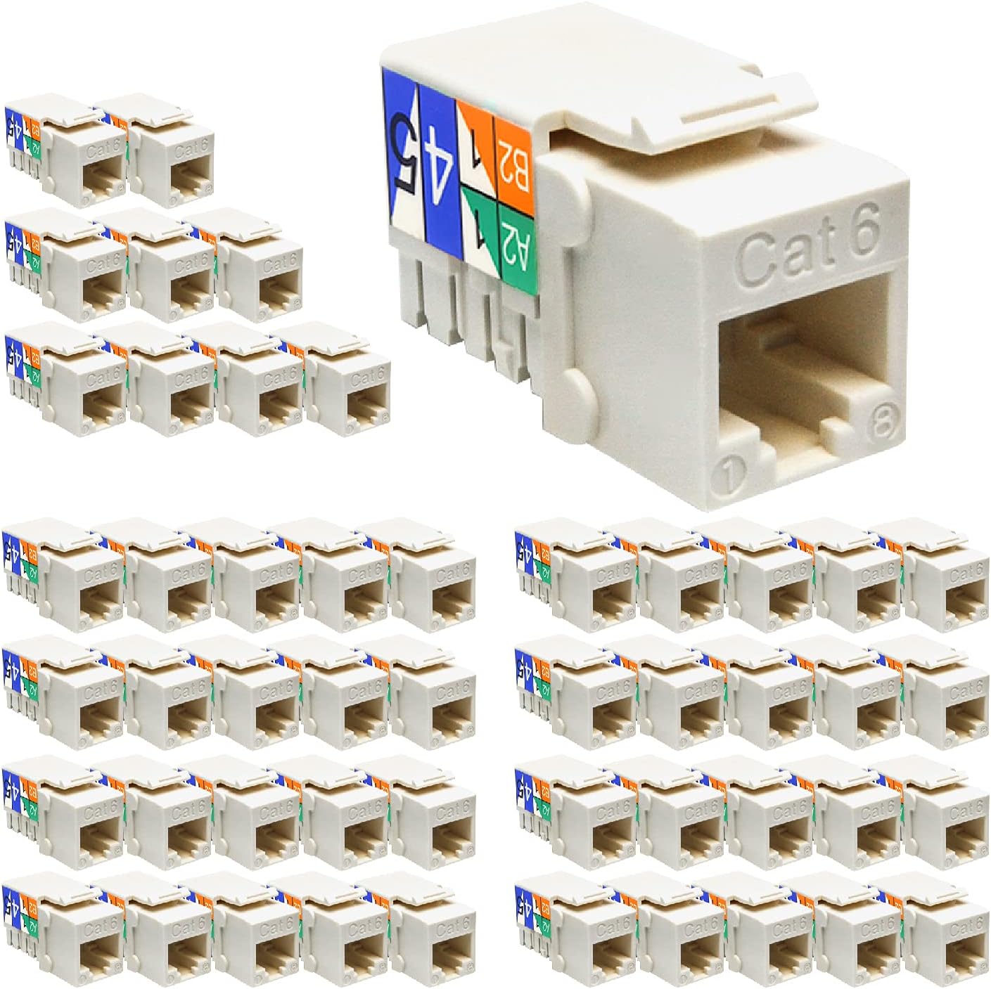 Cat.5E RJ45 Keystone Jacks, 50-Pack, Orange U5174