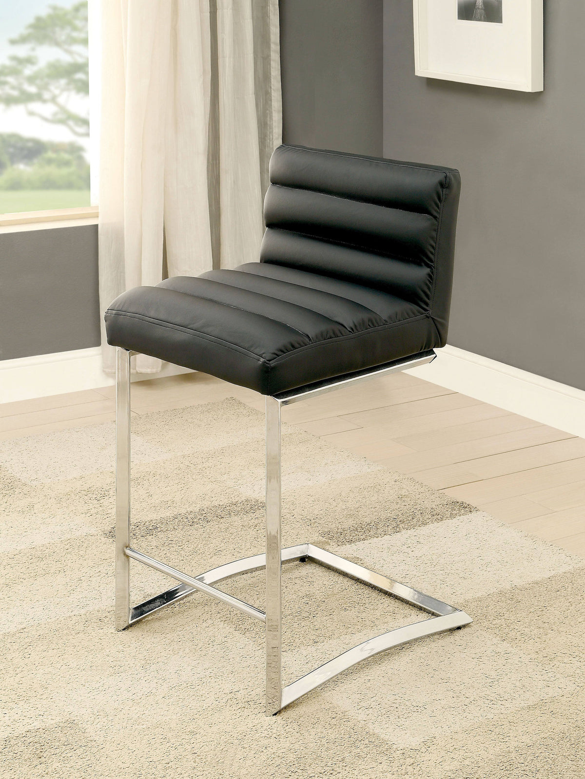 Black Leatherette Counter Height Dining Chair X15972