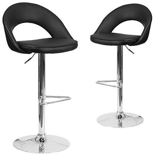 Black Vinyl Adjustable Height Barstool with Chrome L79492