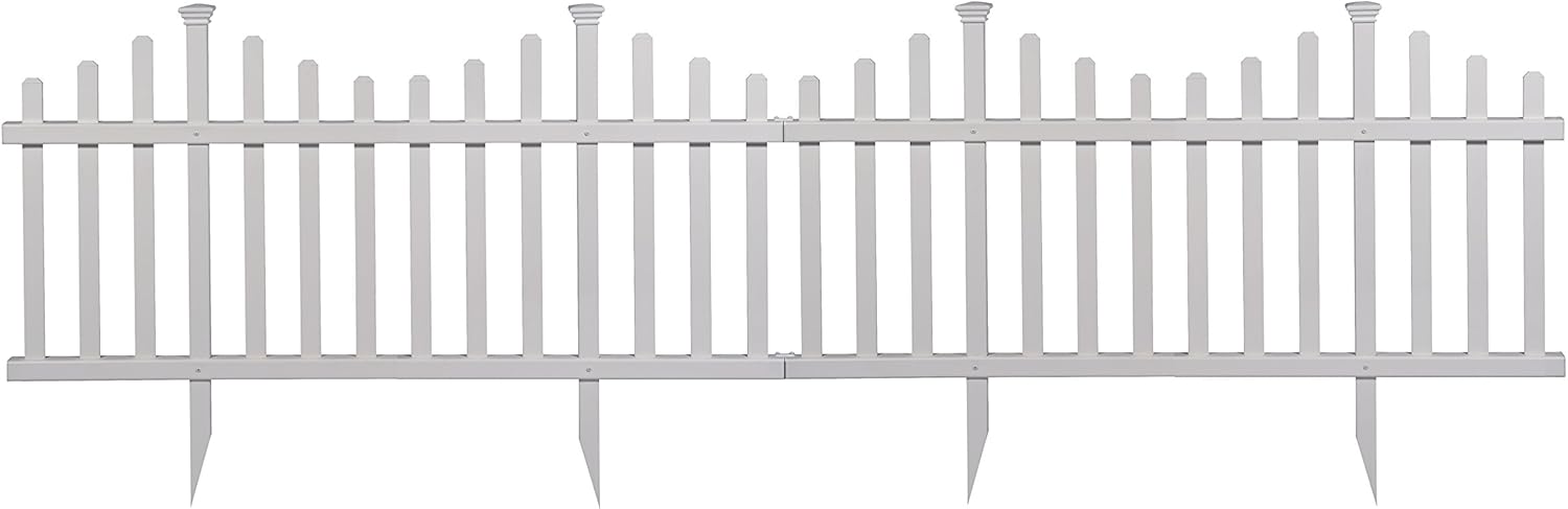 42" H x 92" W Lightweight Portable Vinyl Picket Fence Kit, 2 Panels R7030