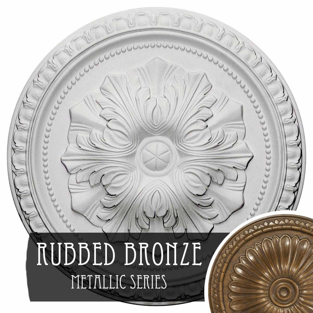 18x22OD x 1 3/8x22P Hand-Painted Rubbed Bronze Ceiling Medallion L312
