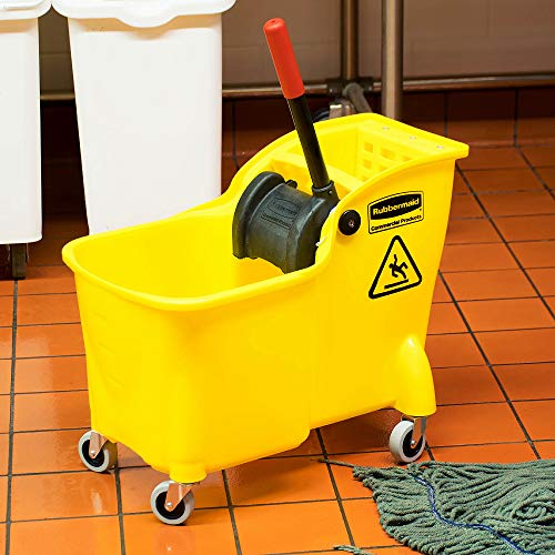 31 QT Yellow Mop Bucket and Wringer Combo on Wheels Q854221