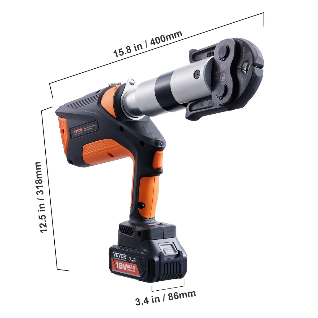 18V Electric Pipe Crimping Tool for 1/2" to 2" Copper, Stainless Steel, PEX Pipes H21644