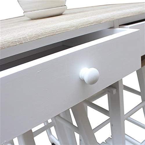 Foldable Dining Cart with Round Stools White U9755