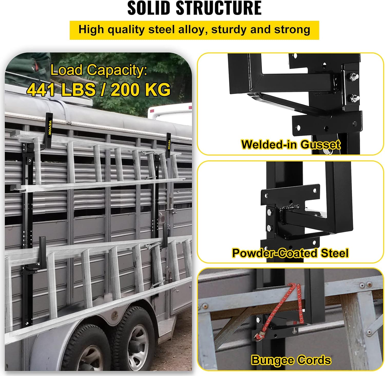 Black Steel Trailer Ladder Rack Z50764