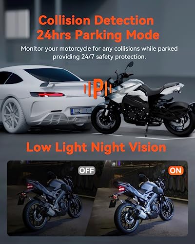 Motorcycle 4K Dash Cam Front and Rear, IP67 Waterproof, GPS Wi-Fi Z60960