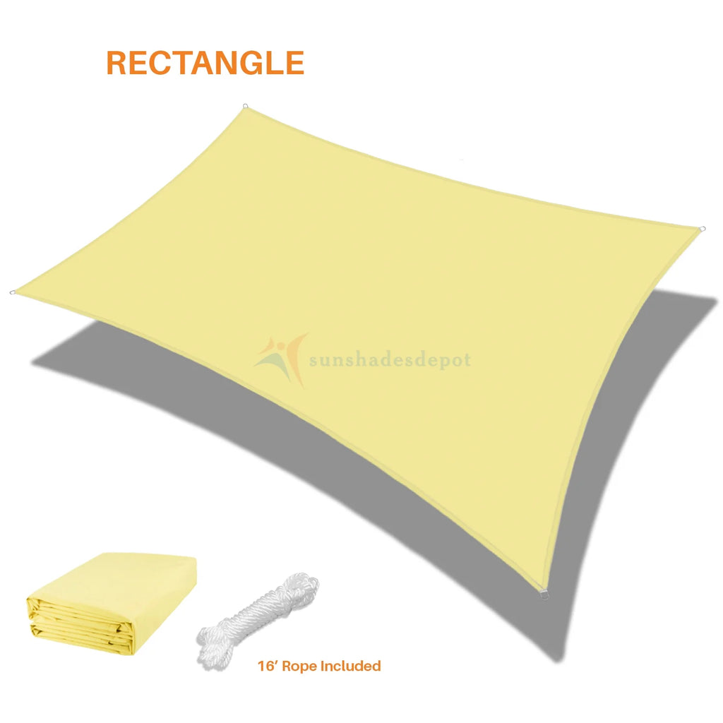 9' x 16' Waterproof Knitted Shade Sail Curved Edge Canary Yellow 180 GSM UV Block Shade Fabric Canopy Replacement Awning Y825