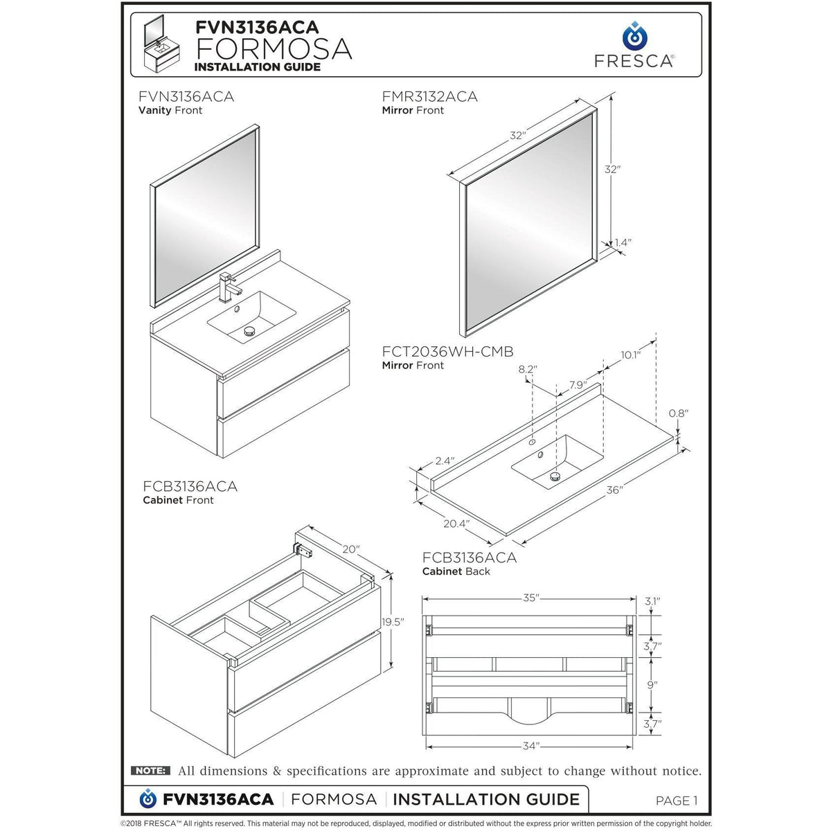 Wall Hung Bathroom Cabinet N7038