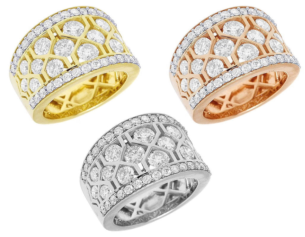 Geometric Mesh Diamond Band Ring F523918