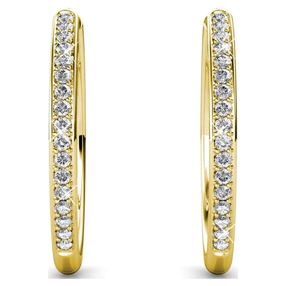 18k Yellow Gold Plated Crystal Hoop Earrings B721708