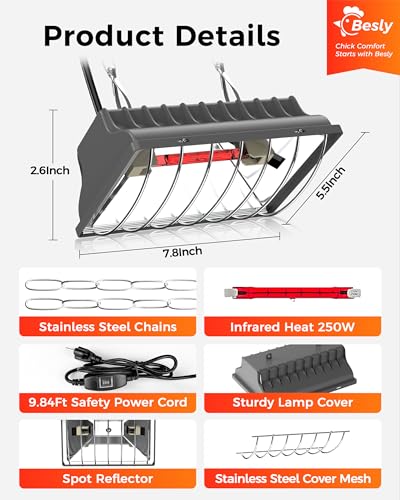 250W Waterproof Infrared Heat Lamp with Adjustable Temp & Height S799188