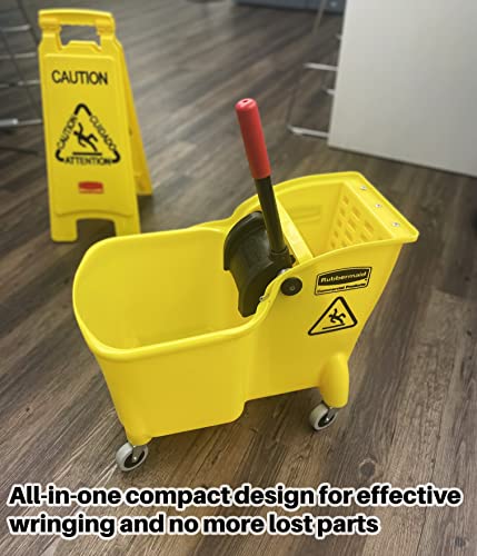 31 QT Yellow Mop Bucket and Wringer Combo on Wheels Q854221
