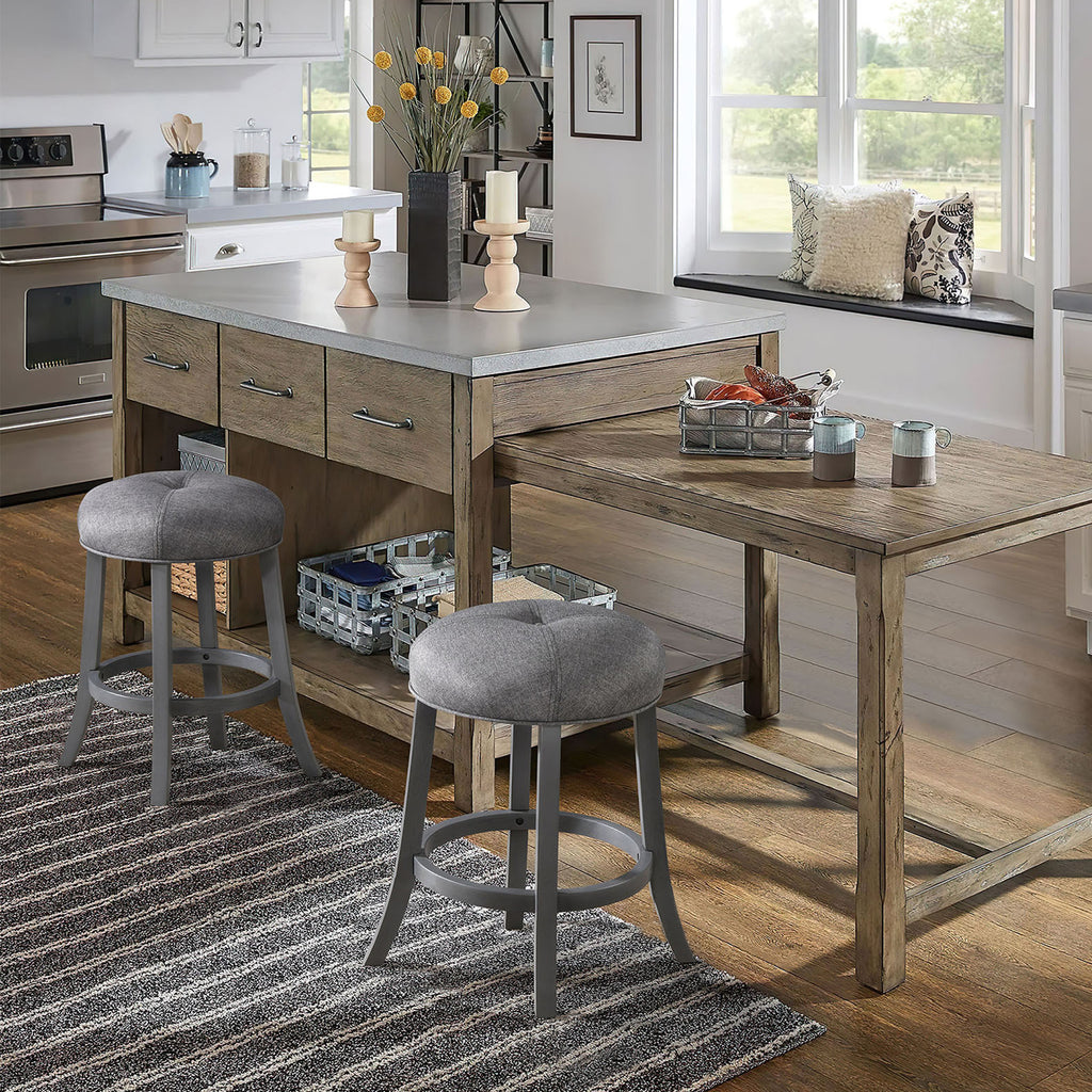Grey Upholstered Counter Height Bar Stools Set of 2 D974