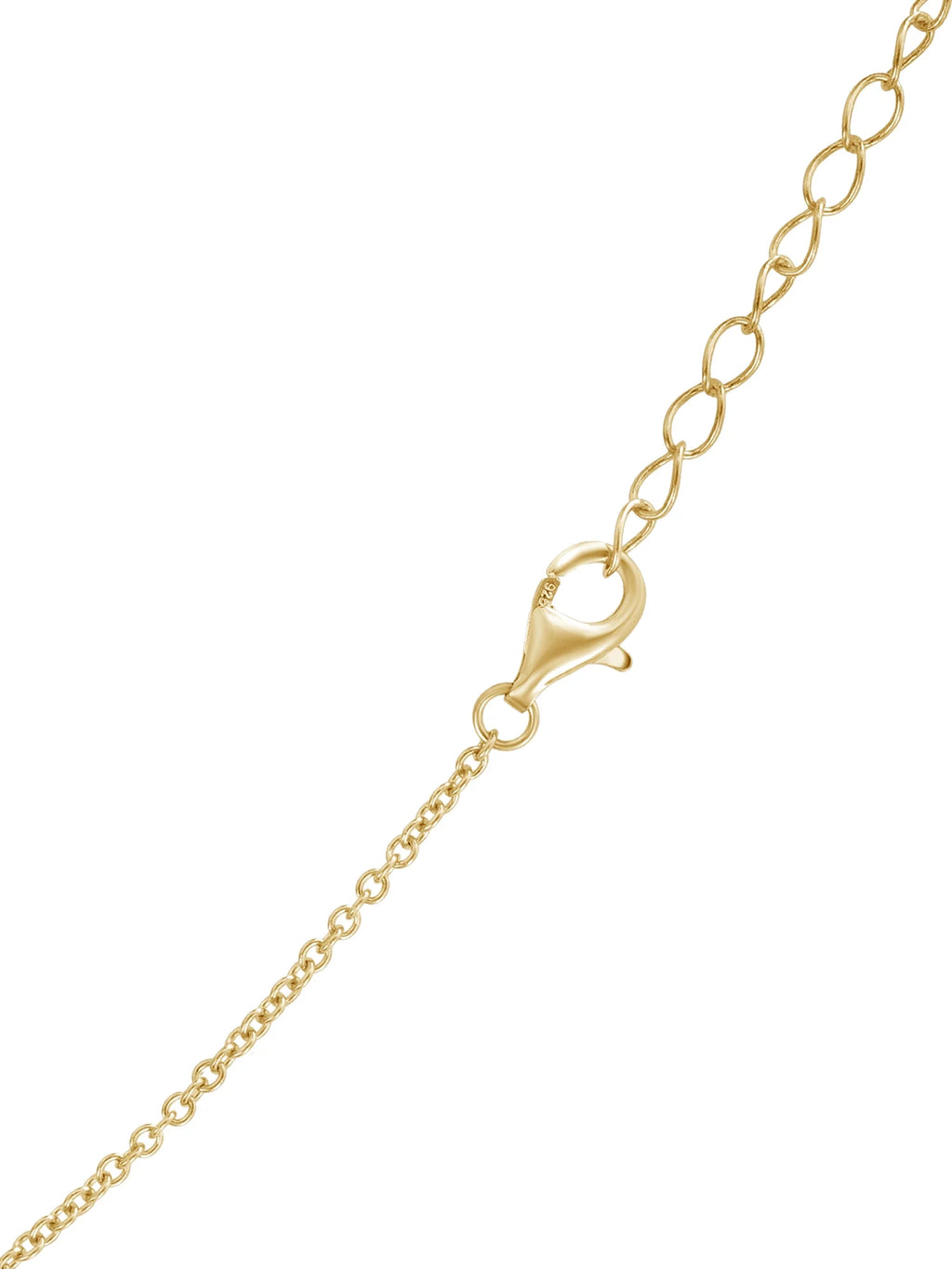 18K Yellow Gold Plated Silver Paperclip Chain Necklace Round Moissanite T6818