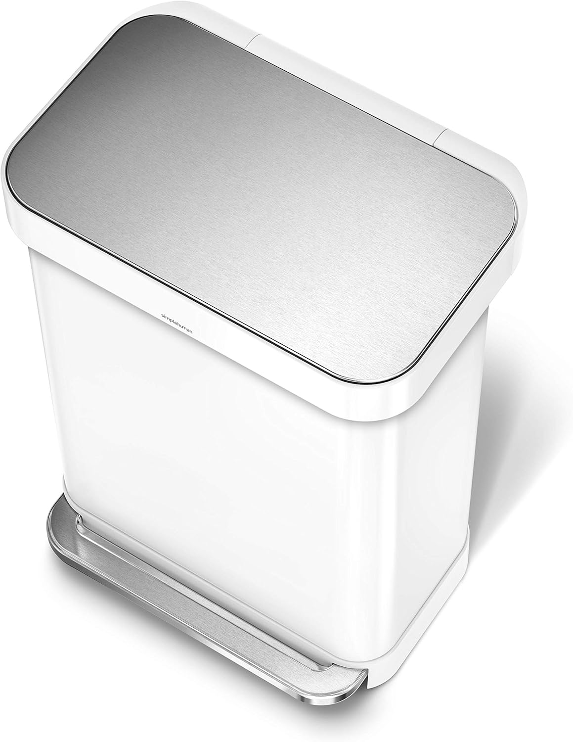 55 Liter White Stainless Steel Kitchen Step Trash Can F5805